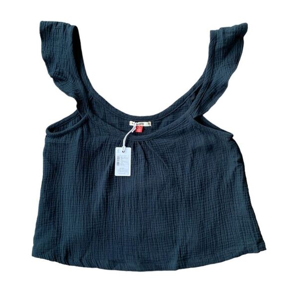 Marine Layer Jude 100% Cotton Black Boho Flutter Sleeve Top NWT Size Medium - Picture 3 of 7